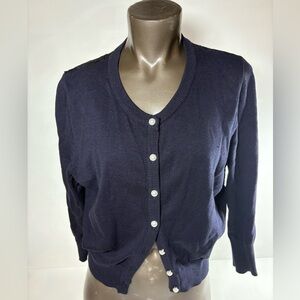 Karl Lagerfeld Women's Navy Cardigan with Lace Detail
